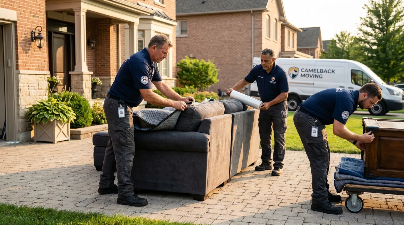 Large estate moving crew wrapping furniture in Pelican Rapids, MN